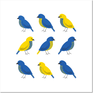 Little Birds of Peace | Ukrainian Flag color hand drawn heart, Peace for Ukraine Posters and Art